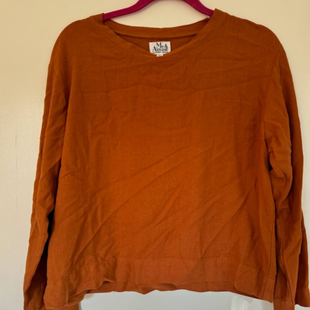 Me & Arrow Linen Top - Orange - Size Large